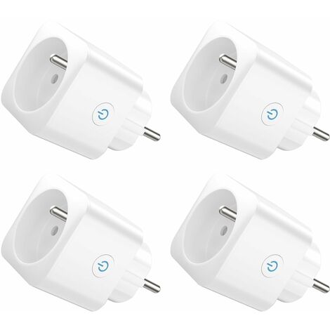 Prise Connectée WiFi, Prise Alexa Programmable, Compatible avec Alexa/Google Home, Smart Life APP, Suivi de Consommation, Contrôler le ventilateur/climatiseur, 2,4 GHz Wi-Fi, 16A 4PCS (1/5)