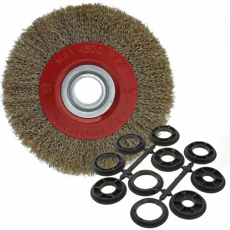Brosse circulaire en acier pour nettoyer touret à meuler, diamètre 125 mm/150 mm/200 mm, 200mm (1/4)