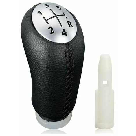 Pommeau de levier de vitesse manuel pour Renault Clio III 2005-09, Megane 2 Laguna 2003-09, cuir noir, avec adaptateur (1/5)