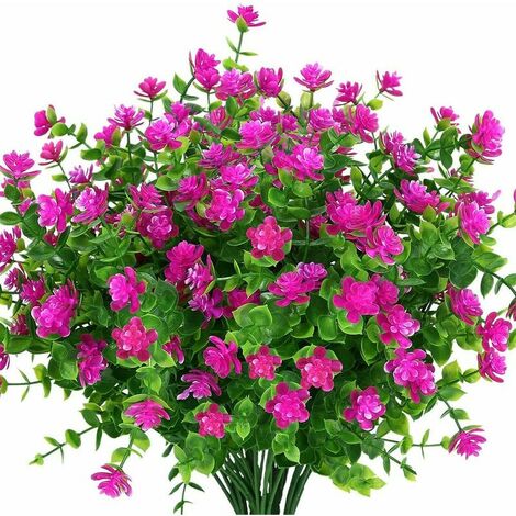Fleurs Artificielles Faux Extérieur, Faux Plastique Verdure pour Intérieur Extérieur Suspendu Jardinière Bureau À Domicile De Mariage Ferme Décor 24 Pcs Lotus Rouge (1/5)