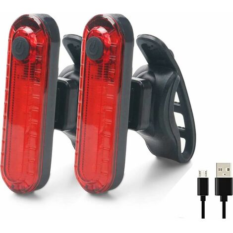 Feux Arriere Vélo - 2 Pièces Eclairage Arrière Vélo, USB Rechargeable COB LED Lampe de Vélo Arrière Imperméable, 4 Modes d'éclairage pour Assurer la Sécurité et Visibilité (1/5)