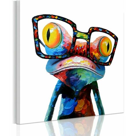 50 x 50cm Multicolor Animal Grand Format Impression sur Toile Bois (50X50cm Grenouille)，Starlight (1/5)