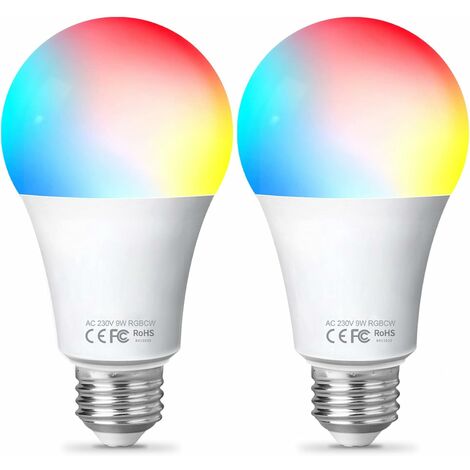 Ampoule Intelligente Wifi Led Smart Bulb E27, 10W RGBCW Ampoule Connectee Alexa, Compatible avec Alexa/Google Home, Ampoule Dimmable Lumière Blanche Chaude Sans Moyeu Nécessaire (1/5)