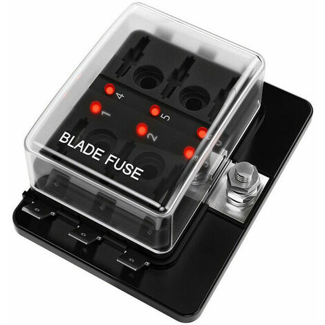Support de bloc de boîte à fusible à lame à 6 voies Indicateur d'avertissement LED pour voiture, bateau, camping-car, camion DC 10-32V (1/5)