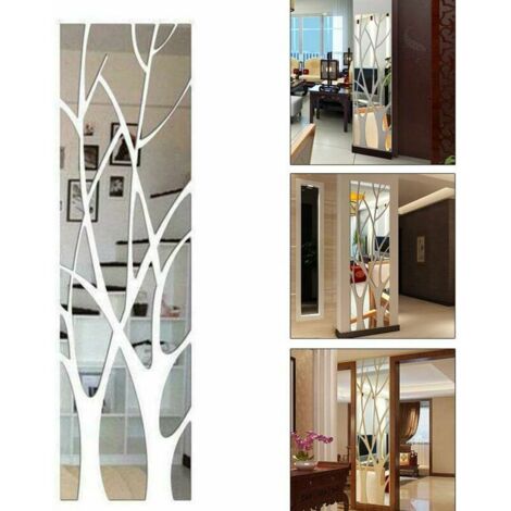 3D Mirror Acrylic Wall Sticker, Tree Branch Pattern Removable Mirror Stickers for Bedroom Living Room Bathroom Toilet Decoration