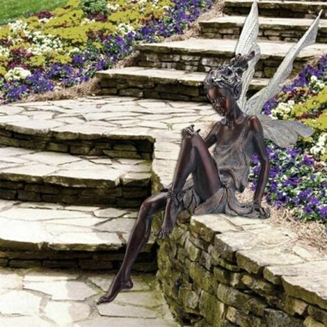Garden Ornament Magical Fairy Sitting, Tudor and Turek Sitting Resin Garden Ornament 22cm