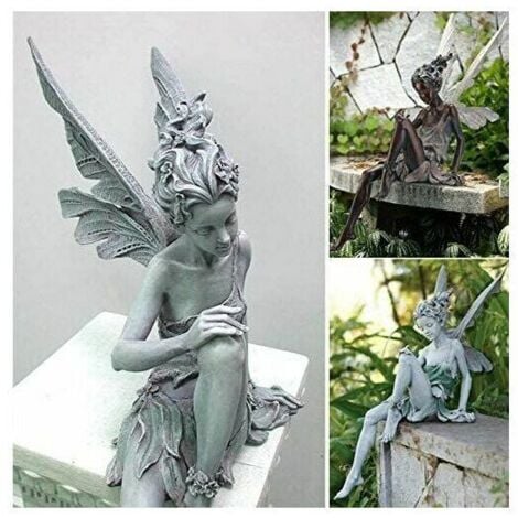 Garden Ornament Magical Fairy Sitting, Tudor and Turek Sitting Resin Garden Ornament 22cm