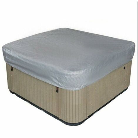 Outdoor Spa Cover Square Hot Tub Cover Waterproof Spa Cover Made of 190T Polyester Fabric Anti-Dust Anti-UV with Storage Bag, Gray 207×207×30cm (1/3)