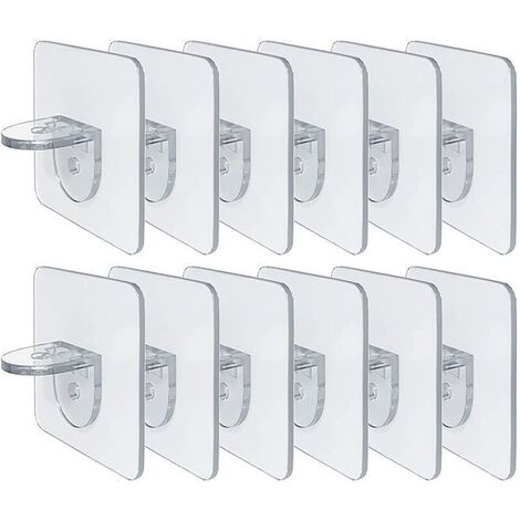 Punch-Free Shelf Bracket - Self Adhesive Shelf Clips for Kitchen Cabinets - Book Shelves - Heavy Duty Partition Brackets - Pin for Cupboard Supports - Clapboard Layer-Load Bearing 10 lbs