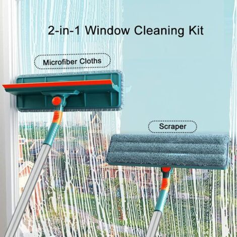 2 in 1 Professional Window Squeegee Cleaner Kit，with Telescopic Handle (Length 1.35m), Window Squeegee Cleaner for Interior Windows