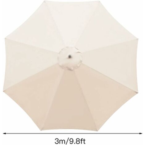 Parasol Replacement Cover, 8 Ribs, 3m, Waterproof, UV Resistant, Replacement Fabric, Beige