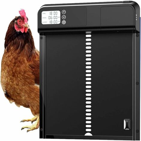 Automatic Chicken Coop Door, IPX3 Waterproof Automatic Chicken Coop Door Opener with Light Sensor, Battery Powered