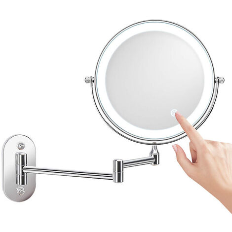 LED Magnification for 8 Inch Wall Mirror, USB Rechargeable with 1X/10X, Matte Nickel