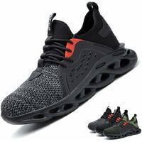 Safety Shoes Lightweight Men Women - Breathable Flying Puncture Proof Sneakers Work Shoes Steel Toe Cap Construction Shoe,Grey-36