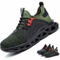 Safety Shoes Lightweight Men Women - Breathable Flying Puncture Proof Sneakers Work Shoes Steel Toe Cap Construction Shoe,Green-41