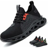 Safety Shoes Lightweight Men Women - Breathable Flying Puncture Proof Sneakers Work Shoes Steel Toe Cap Construction Shoe,Black-44