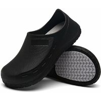 Chef Shoes for Men Non Slip Kitchen Shoes Garden Safety Work Shoes Chef Gardening Clogs Shoes Lightweight Restaurant Shoes Black 38