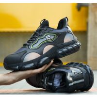 Safety Trainers Men Women Steel Toe Cap Trainers Safety Shoes with Air Cushion Comfortable Work Trainers,Black,38