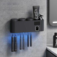 Smart Toothbrush Sterilizer UV Wall-mounted Electric Sterilization Brushing Cup Rack black