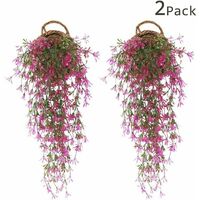 2 Pieces Faux Ivy Artificial Ivy Plant Falling Ivy Artificial Ivy Leaf Fake Wisteria Wedding Decorations Garden Party Decorations - red