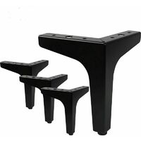 Set of 4 Furniture Legs Loads up to 600 KG Superma, Modern Metal Table Legs in Triangle Shape 16 Screws and 4 Leg Protectors, Black(15cm)