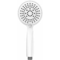 Young white shower head Ø 11 cm - Universal hand shower, knob with 5 types of jets, Plastic (ABS), 11 x 11 cm, White
