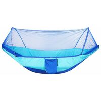 Self-Opening Single and Double Nylon Cloth Camping Hammock with Automatic Speed for Camping - Light Blue