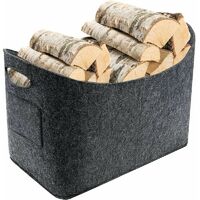 Foldable Felt Basket, Large Capacity Basket for Storing Fireplace Logs, Groceries, Newspapers, Toys Shopping(53 x 30 x 40cm)