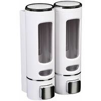 Wall Mounted Soap Dispensers 400MLX 2 Double Liquid Soap Dispenser Manual Soap Dispenser Disinfectant Shampoo Dispenser, White