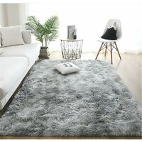 Fluffy Faux Fur Floor Rug Fluffy Decorative Gradient Rug Floor Mat for Bedroom Living Room Dining Room (Light Grey, 80×120cm)