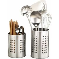 Set of 2 Rust-Proof Stainless Steel Kitchen Utensil Holders for Organizing Drawers and Countertops