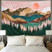 Wall Tapestry, Sunset Art Tapestry Forest Tree Tapestry Mountain Wall Hanging Psychedelic Nature Landscape Tapestry Bedroom Living Room Decor, 230x180cm