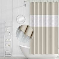 Waterproof Mildew Resistant Shower Curtain with Hooks, Mold Resistant, Antibacterial, Easy to Clean, Shower Curtains for Bathroom, 180 x 200cm (Beige Spliced)