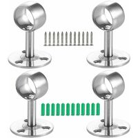 4Pcs Curtain Rod Bracket, Wardrobe Tube Bracket, Rod End Bracket, Hanging Rod Bracket, for Wardrobe Bracket, Curtain Rod, Clothes Rod