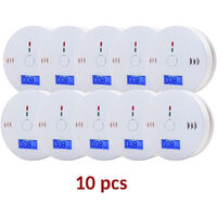 10 Year Life Carbon Monoxide Alarm,Digital Display CO Detector,Battery powered(10-pack)