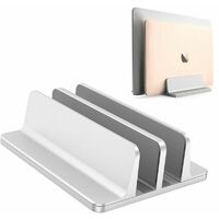 Adjustable Vertical Laptop Stand, Dual Stand for All Tablets and Laptops - Perfect for MacBook, Lenovo and Others, Dual Seater, Silver