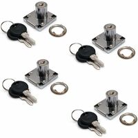Set of 4 Cabinet and Drawer Locks with 2 Keys, Cabinet Lock Cylinder, Zinc Alloy Cam Lock for Door, Cabinet, Drawer, Mailbox (22mm)