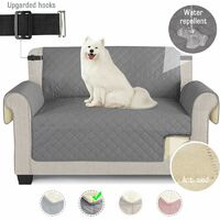 Sofa Covers Waterproof Sofa Throws with Elastic Straps Non-slip Foam for Living Room Dog Protection Protect co.ukom Pets, Splashes, Wear and Cracks (Gray, 2 Seater 116 190cm)