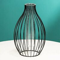 Metal Frame Vase, Lantern Shape Glass Test Tube Vase, Flower Vase for Hydroponic Plant, Solid Terrariums Small Bud Vase for Office Home, Lantern bottle black