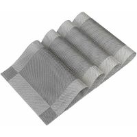 Placemats Set Set of 4 Washable PVC Heat Resistant Non-Slip Table Mat for Dining Kitchen Living Room Garden or Dining Room Restaurant - Gray
