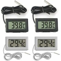 Mini Digital LCD Thermometer Temperature -5070 Temperature Sensor Tester for Fridge Freezers Aquarium (2X Black 2X White)