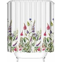 Bathroom Shower Curtains, Mildew Proof Waterproof Shower Curtains with 12 Hook Set, 72 '' x 72 '' White / Lavender