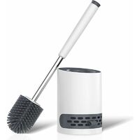 Silicone Toilet Brush with Holder,Toilet Brush Set with Flexible Bristle Brush,Hidden Tweezer Handle,Quick Drying Toilet Brush Set,Flooring/Mounted Wall