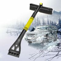 Car Ice Scraper 2 in 1 Snow Scraper, Ice Scraper Snow Brush with 360 ° Brush Head Large, Multifunctional Whip Ice Scraper for Cars Truck SUV Windshield (Yellow)