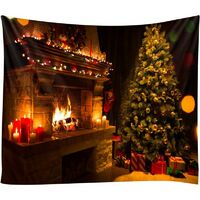 Tapisserie Murale Fantastique Nol Thème décor Suspendu pour Chambre Salon Dortoir Pendentif décoration de Nol,Boules de Noel,Décoration de fête Nol,Deco Sapin Noel(130X150cm)