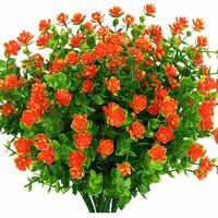Fleurs Artificielles Faux Extérieur, Faux Plastique Verdure pour Intérieur Extérieur Suspendu Jardinière Home Office Mariage Ferme Décor 24 Pcs Coucher De Soleil Rouge
