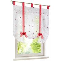 Store romain avec ruban à broder Rideaux romains Rideau à boucles transparentes en voile (LxH 60x140cm, rouge)