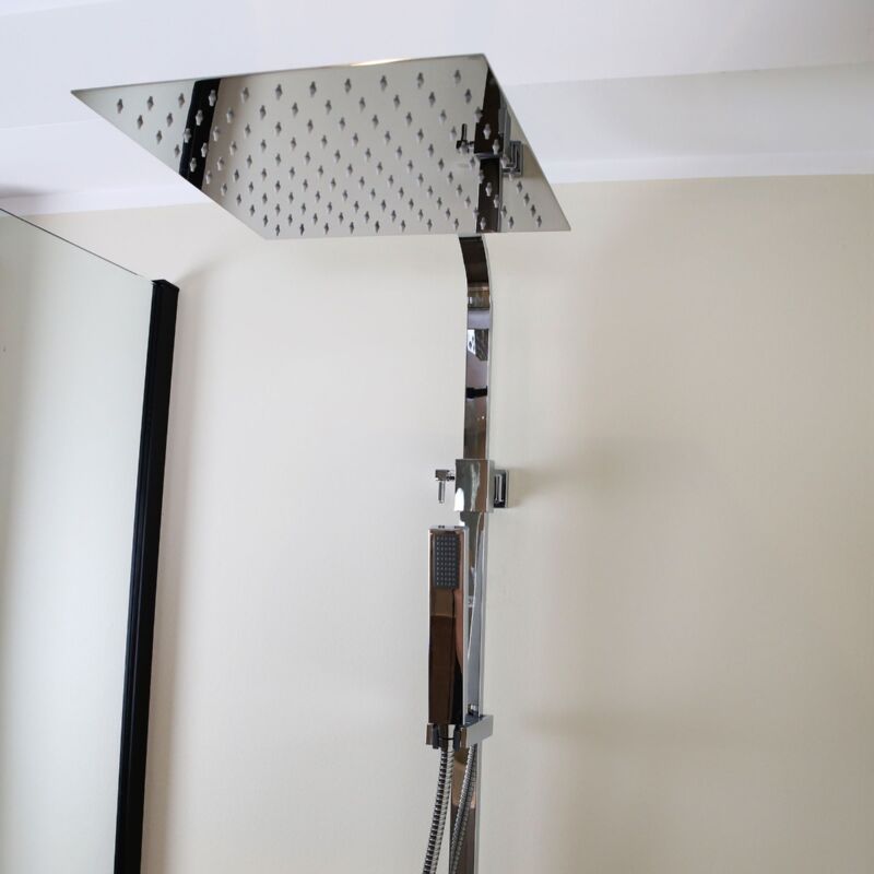 Essebagno Kiara Duschsäule Schwarz - Moderne Duschsäule Mit Mechanischem Mischer Fürs Badezimmer