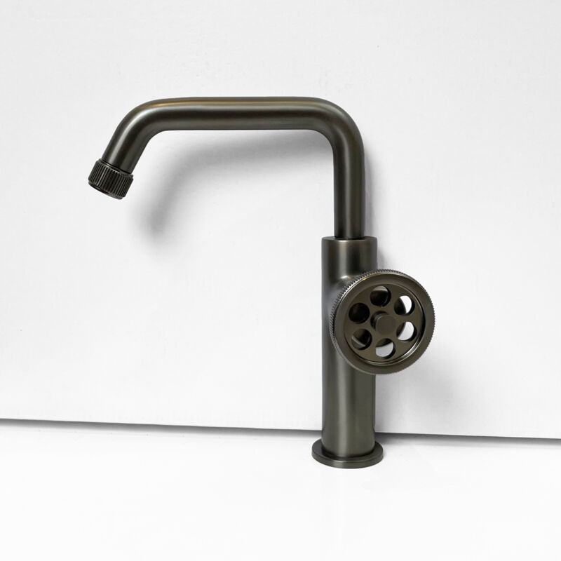 Essebagno Indus Handwaschbecken – Gebürstetes Gold, Nur Kaltwasser, Industrie-Design, Für Kleine Bäder