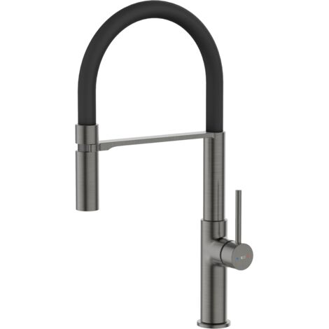 Essebagno Magneto Spültischmischer mit beweglicher Handbrause metallgrau